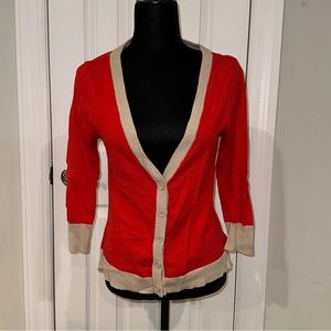 Red/tan cardigan